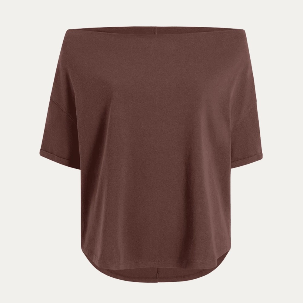 nuuds Off The Shoulder T-Shirt - coffee
